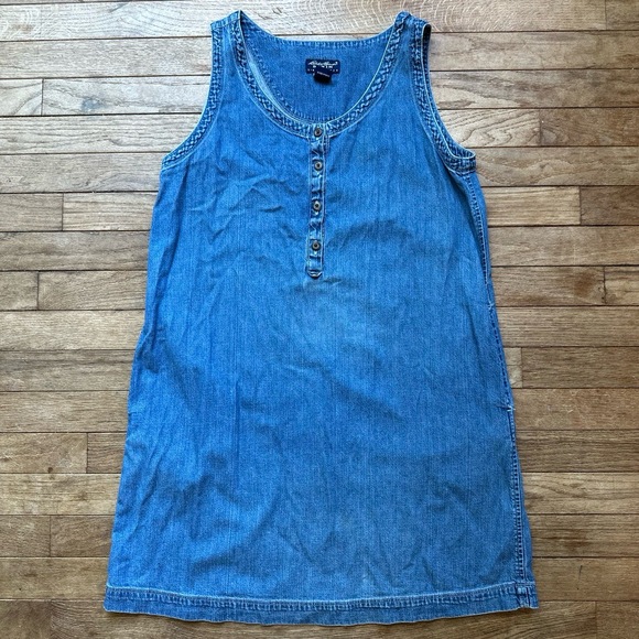 Eddie Bauer Dresses & Skirts - Eddie Bauer Vintage Cottagecore Dress Chambray Sleeveless Button S Petite